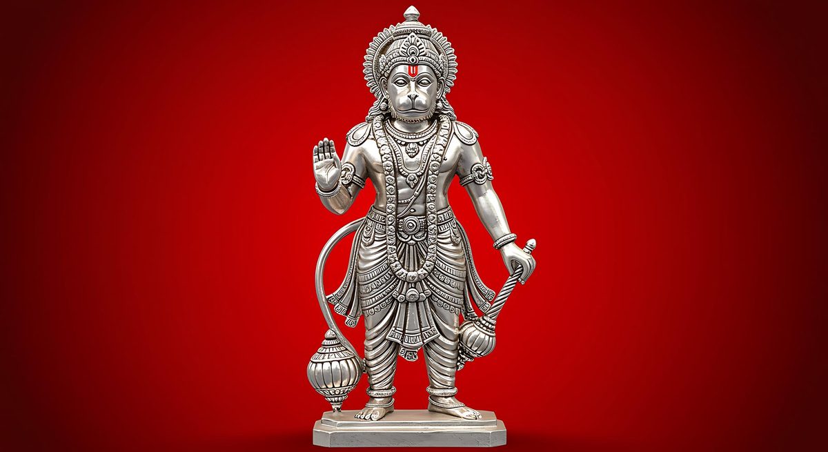 Silver murti of Lord Hanuman